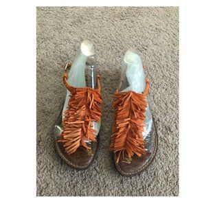 Sam Edelman Orange Suede Gela Fringe Sandal